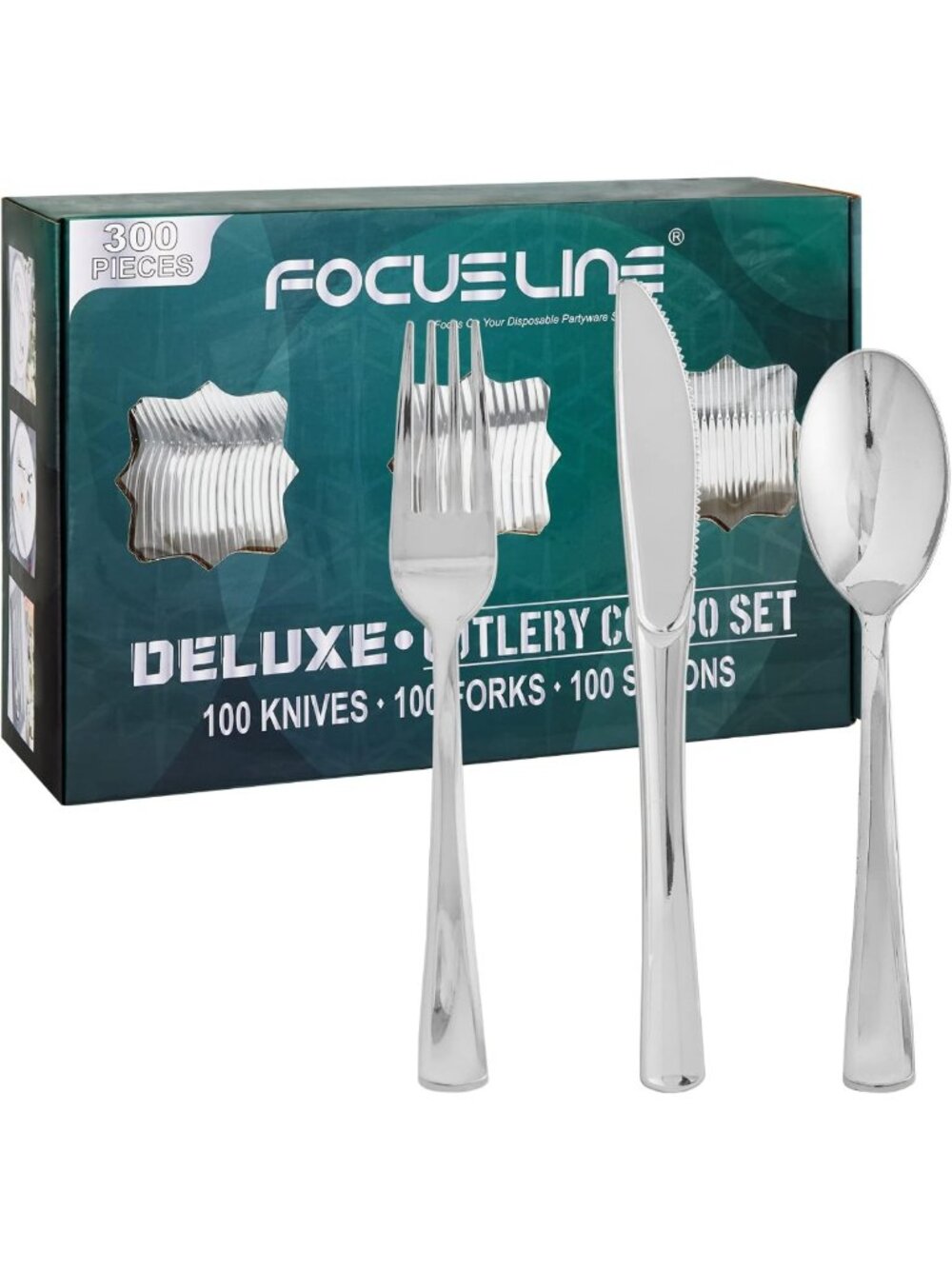 300 Count Silver Plastic Cutlery Set | Disposable Silverware for Parties
